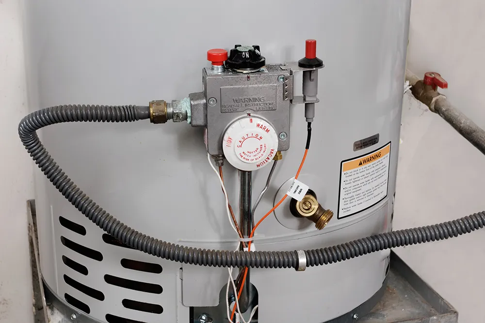 closeup view of water heater